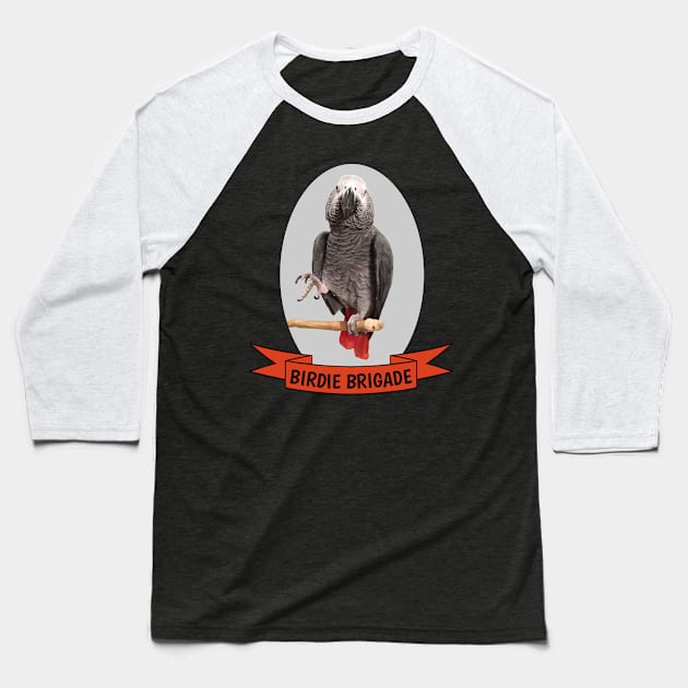 Birdie Brigade African Grey Parrot Baseball T-Shirt by Einstein Parrot